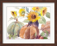 Framed Tawny Sunflowers and Pumpkins