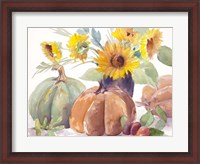 Framed Tawny Sunflowers and Pumpkins