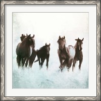 Framed Horses Running through the Surf