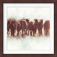 Framed Team of Brown Horses Running
