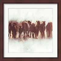 Framed Team of Brown Horses Running