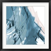 Framed 'Blue on White Abstract I' border=