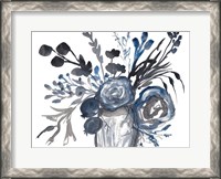 Framed Blue Roses in Grey Vase