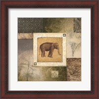 Framed 'Elephant Woodcut' border=