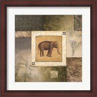 Framed 'Elephant Woodcut' border=