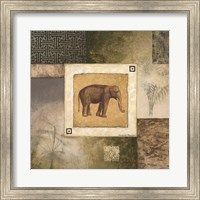 Framed Elephant Woodcut