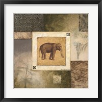 Elephant Woodcut Framed Print