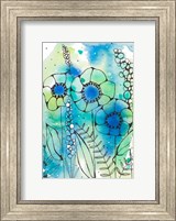 Framed Blue Watercolor Wildflowers I