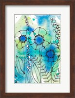 Framed Blue Watercolor Wildflowers I