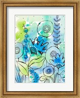 Framed Blue Watercolor Wildflowers II