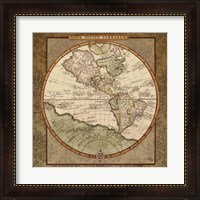Framed 'Damask World Map I' border=