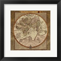 Damask World Map II Framed Print