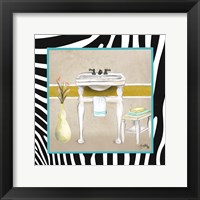 Framed Zebra Bath I