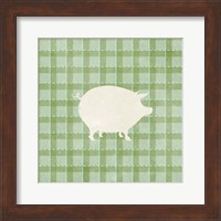 Framed Farm Pig on Plaid