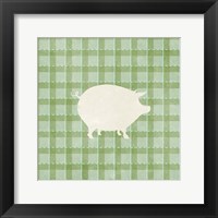 Framed Farm Pig on Plaid