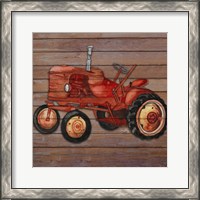 Framed Tractor on Wood II