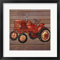 Framed 'Tractor on Wood II' border=