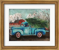 Framed 'Blue Truck and Tree I' border=