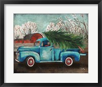 Framed 'Blue Truck and Tree I' border=