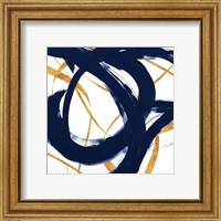 Framed 'Navy with Gold Strokes I' border=