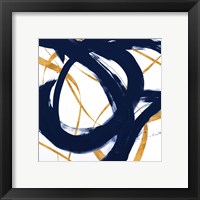 Framed 'Navy with Gold Strokes I' border=