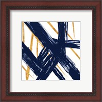 Framed 'Navy with Gold Strokes III' border=