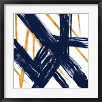 Framed 'Navy with Gold Strokes III' border=