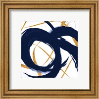 Framed 'Navy with Gold Strokes II' border=