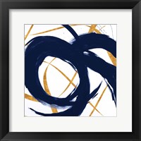 Framed 'Navy with Gold Strokes II' border=