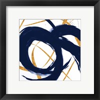 Framed 'Navy with Gold Strokes II' border=