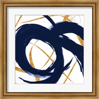 Framed Navy with Gold Strokes II