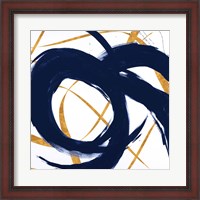 Framed 'Navy with Gold Strokes II' border=