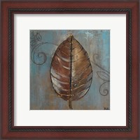 Framed 'New Leaf V (blue)' border=