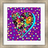 Framed Neon Hearts of Love I