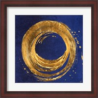Framed Gold Circle on Blue