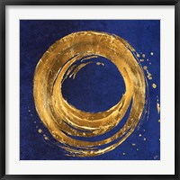 Framed Gold Circle on Blue