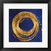 Framed Gold Circle on Blue