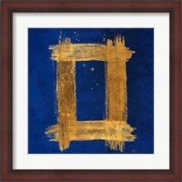 Framed Gold Rectangle on Blue