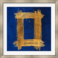 Framed Gold Rectangle on Blue