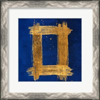 Framed Gold Rectangle on Blue