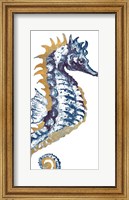 Framed Surf Side Golden Blue Seahorse