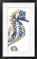 Framed Surf Side Golden Blue Seahorse