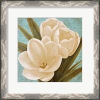 Framed Morning Tulips on Blue I