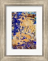 Framed Peeling, Weathered Paint Blue and orange