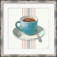 Framed Wake Me Up Coffee IV Blue with Stripes No Cookie