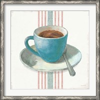 Framed Wake Me Up Coffee IV Blue with Stripes No Cookie