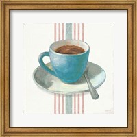 Framed Wake Me Up Coffee IV Blue with Stripes No Cookie