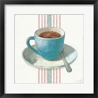 Framed Wake Me Up Coffee IV Blue with Stripes No Cookie