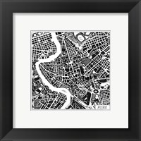 Framed 'Rome Map Black' border=