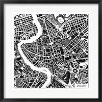 Framed Rome Map Black